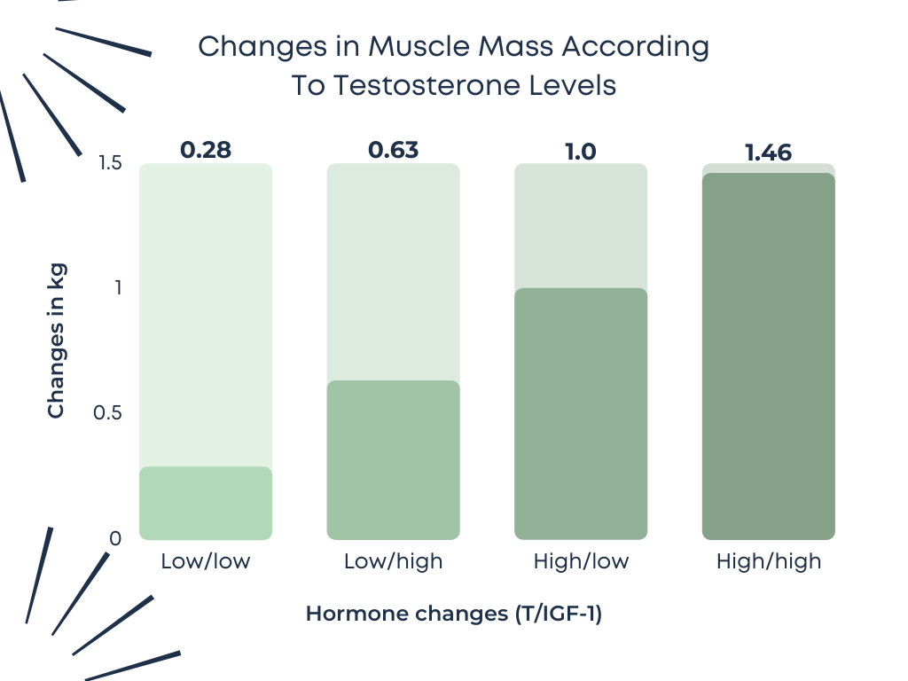 The subjects with low hormone levels had the lowest amount of muscle mass